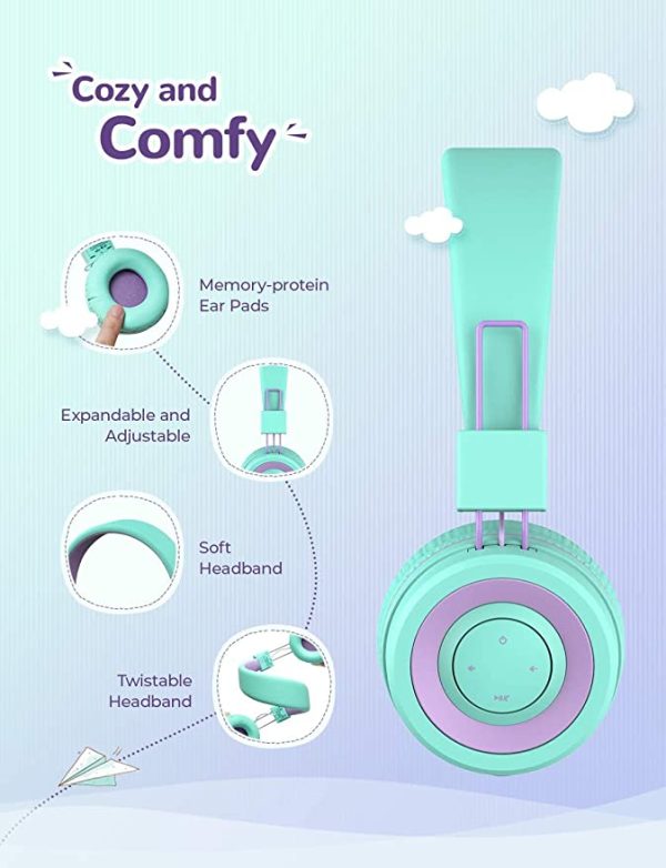 iClever BTH02 - Auriculares infantiles inalámbricos con micrófono